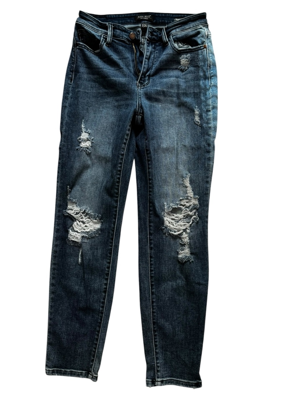 Judy Blue Distressed Boyfriend Jeans Size 3/26 Medium Wash Stretch Denim